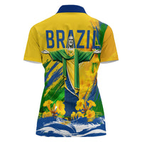 Brazil Independence Day Women Polo Shirt Roaring Jaguar Christ Redeemer Tropical Floral
