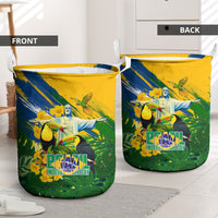 Brazil Independence Day Laundry Basket One Nation One Heart - Tropical Toucan Macaw Christ Redeemer