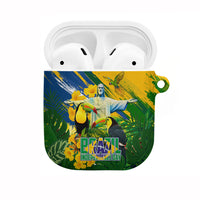 Brazil Independence Day AirPods Case One Nation One Heart - Tropical Toucan Macaw Christ Redeemer