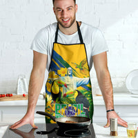 Brazil Independence Day Apron One Nation One Heart - Tropical Toucan Macaw Christ Redeemer