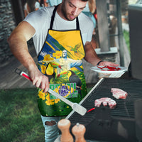 Brazil Independence Day Apron One Nation One Heart - Tropical Toucan Macaw Christ Redeemer