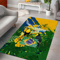 Brazil Independence Day Area Rug One Nation One Heart - Tropical Toucan Macaw Christ Redeemer