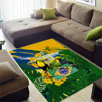 Brazil Independence Day Area Rug One Nation One Heart - Tropical Toucan Macaw Christ Redeemer