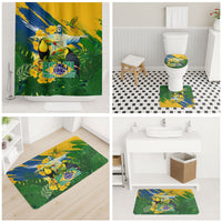 Brazil Independence Day Bathroom Set One Nation One Heart - Tropical Toucan Macaw Christ Redeemer