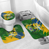 Brazil Independence Day Bathroom Set One Nation One Heart - Tropical Toucan Macaw Christ Redeemer