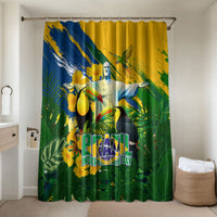 Brazil Independence Day Bathroom Set One Nation One Heart - Tropical Toucan Macaw Christ Redeemer