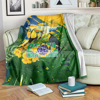 Brazil Independence Day Blanket One Nation One Heart - Tropical Toucan Macaw Christ Redeemer
