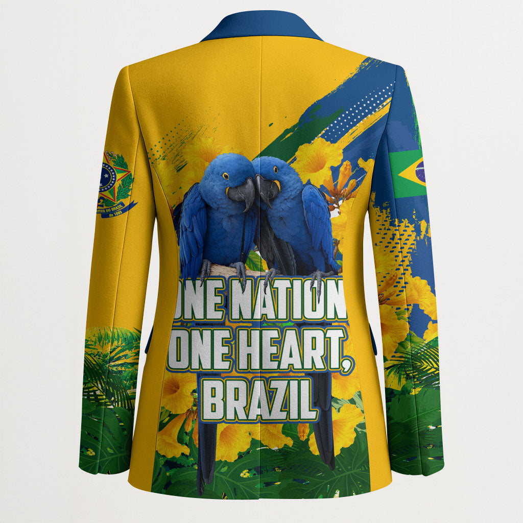 Brazil Independence Day Blazer One Nation One Heart - Tropical Toucan Macaw Christ Redeemer