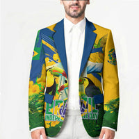 Brazil Independence Day Blazer One Nation One Heart - Tropical Toucan Macaw Christ Redeemer