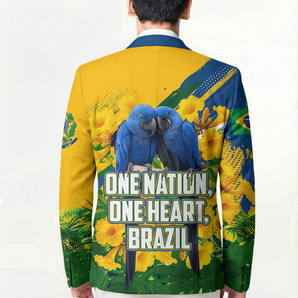 Brazil Independence Day Blazer One Nation One Heart - Tropical Toucan Macaw Christ Redeemer