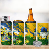 Brazil Independence Day 4 in 1 Can Cooler Tumbler One Nation One Heart - Tropical Toucan Macaw Christ Redeemer