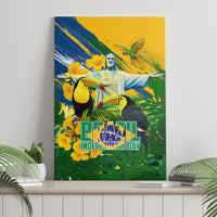 Brazil Independence Day Canvas Wall Art One Nation One Heart - Tropical Toucan Macaw Christ Redeemer