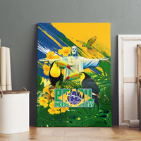 Brazil Independence Day Canvas Wall Art One Nation One Heart - Tropical Toucan Macaw Christ Redeemer