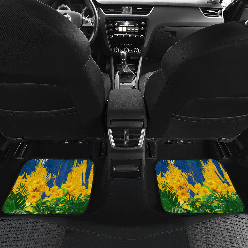 Brazil Independence Day Car Mats One Nation One Heart - Tropical Toucan Macaw Christ Redeemer