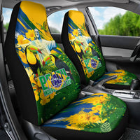 Brazil Independence Day Car Seat Cover One Nation One Heart - Tropical Toucan Macaw Christ Redeemer