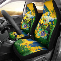 Brazil Independence Day Car Seat Cover One Nation One Heart - Tropical Toucan Macaw Christ Redeemer