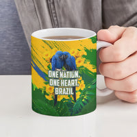 Brazil Independence Day Ceramic Mug One Nation One Heart - Tropical Toucan Macaw Christ Redeemer
