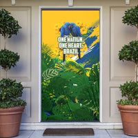 Brazil Independence Day Door Cover One Nation One Heart - Tropical Toucan Macaw Christ Redeemer