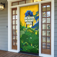 Brazil Independence Day Door Cover One Nation One Heart - Tropical Toucan Macaw Christ Redeemer