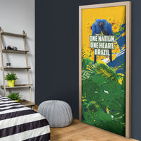 Brazil Independence Day Door Cover One Nation One Heart - Tropical Toucan Macaw Christ Redeemer