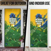 Brazil Independence Day Door Cover One Nation One Heart - Tropical Toucan Macaw Christ Redeemer