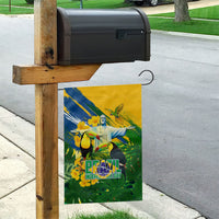 Brazil Independence Day Garden Flag One Nation One Heart - Tropical Toucan Macaw Christ Redeemer