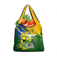 Brazil Independence Day Grocery Bag One Nation One Heart - Tropical Toucan Macaw Christ Redeemer