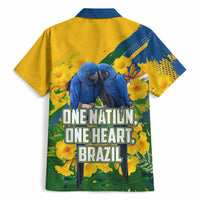 Brazil Independence Day Hawaiian Shirt One Nation One Heart - Tropical Toucan Macaw Christ Redeemer