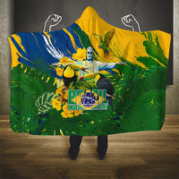 Brazil Independence Day Hooded Blanket One Nation One Heart - Tropical Toucan Macaw Christ Redeemer
