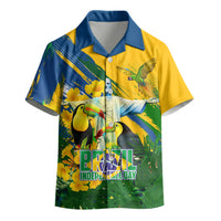 Brazil Independence Day Kid Hawaiian Shirt One Nation One Heart - Tropical Toucan Macaw Christ Redeemer