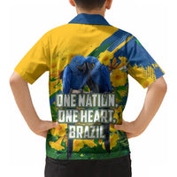 Brazil Independence Day Kid Hawaiian Shirt One Nation One Heart - Tropical Toucan Macaw Christ Redeemer