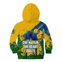 Brazil Independence Day Kid Hoodie One Nation One Heart - Tropical Toucan Macaw Christ Redeemer