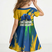 Brazil Independence Day Kid Short Sleeve Dress One Nation One Heart - Tropical Toucan Macaw Christ Redeemer