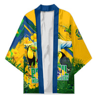 Brazil Independence Day Kimono One Nation One Heart - Tropical Toucan Macaw Christ Redeemer