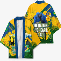 Brazil Independence Day Kimono One Nation One Heart - Tropical Toucan Macaw Christ Redeemer