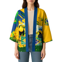 Brazil Independence Day Kimono One Nation One Heart - Tropical Toucan Macaw Christ Redeemer