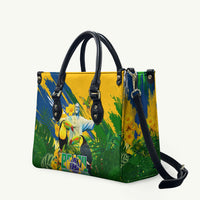 Brazil Independence Day Leather Bag One Nation One Heart - Tropical Toucan Macaw Christ Redeemer