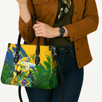 Brazil Independence Day Leather Bag One Nation One Heart - Tropical Toucan Macaw Christ Redeemer