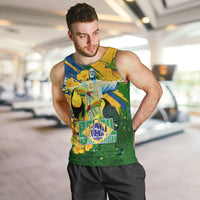 Brazil Independence Day Men Tank Top One Nation One Heart - Tropical Toucan Macaw Christ Redeemer