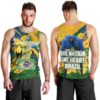 Brazil Independence Day Men Tank Top One Nation One Heart - Tropical Toucan Macaw Christ Redeemer