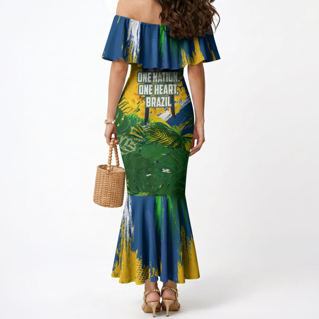 Brazil Independence Day Mermaid Dress One Nation One Heart - Tropical Toucan Macaw Christ Redeemer