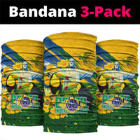 Brazil Independence Day Neck Gaiter One Nation One Heart - Tropical Toucan Macaw Christ Redeemer
