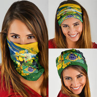 Brazil Independence Day Neck Gaiter One Nation One Heart - Tropical Toucan Macaw Christ Redeemer