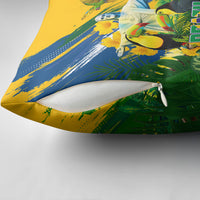 Brazil Independence Day Pillow Cover One Nation One Heart - Tropical Toucan Macaw Christ Redeemer