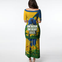 Brazil Independence Day Puletasi One Nation One Heart - Tropical Toucan Macaw Christ Redeemer