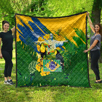 Brazil Independence Day Quilt One Nation One Heart - Tropical Toucan Macaw Christ Redeemer