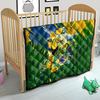 Brazil Independence Day Quilt One Nation One Heart - Tropical Toucan Macaw Christ Redeemer