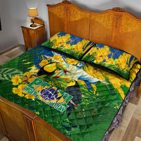 Brazil Independence Day Quilt Bed Set One Nation One Heart - Tropical Toucan Macaw Christ Redeemer
