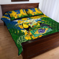 Brazil Independence Day Quilt Bed Set One Nation One Heart - Tropical Toucan Macaw Christ Redeemer