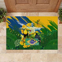 Brazil Independence Day Rubber Doormat One Nation One Heart - Tropical Toucan Macaw Christ Redeemer